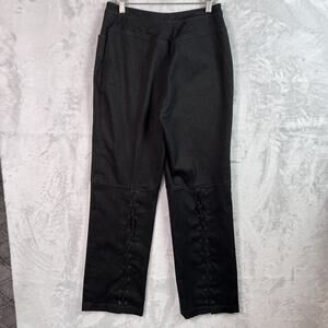 St. John Sport By Marie Gray Black Jeans Lace Up Size 4 Western Style Straight
